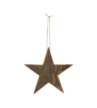 Hanger star bark paulownia wood 38x38x4cm - Natural