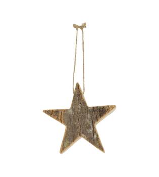 Hanger star bark paulownia wood 18x18x3cm - Natural