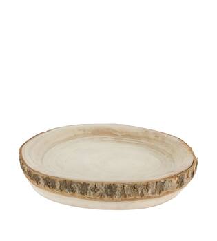 Bowl round bark paulownia wood 38x38x6cm - Natural