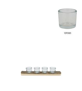 Pillar candle holder paulownia wood with metal cup 58x12x4.5cm - Natural