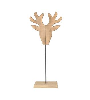 Statue deer historic wood 38x16x86cm KD - Natural
