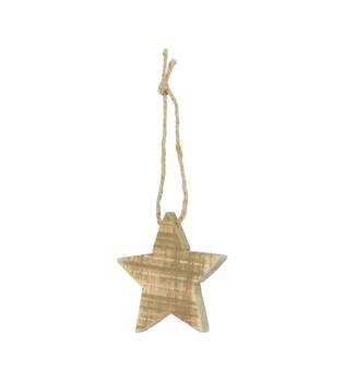 Hanger star historic wood 10x10x1.5cm - Natural