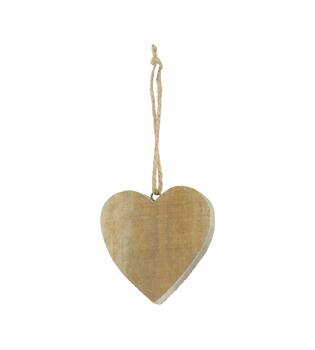 Hanger heart historic wood 10x10x1.5cm - Natural