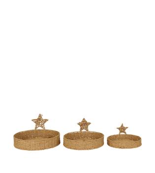 Tray round star paper rope 37x37x18cm S3 - Natural