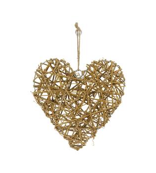 Hanger heart rattan 28x4.5x28cm - Natural