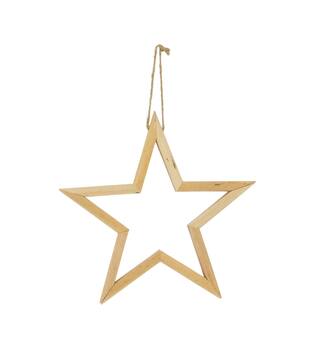 Hanger star poplar wood 35x3.5x35cm - Natural