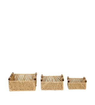 Basket paper rope with handle 29x29x14cm S3 - Natural