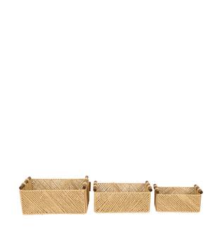 Basket paper rope with handle 38x28x17cm S3 - Natural