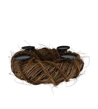 Pillar candle holder willow wood 50x50x16cm - Brown