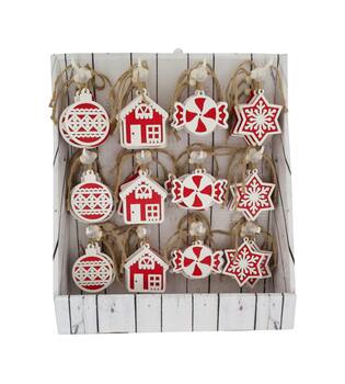 Display hanger mixed figurines poplar wood 10x0.8x10cm A4 - Red