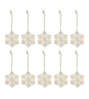 Hanger snowflake poplar wood bundle 9x0.5x9cm 10pc