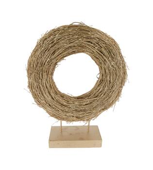 Wreath rattan on feet 44x13x54cm - Gold