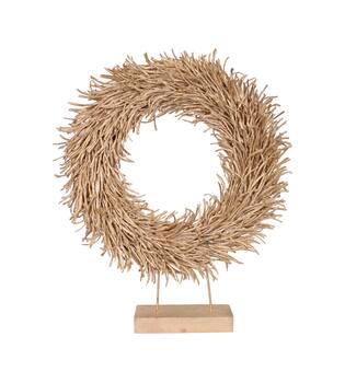 Wreath rattan on feet 63x13x78cm - Gold