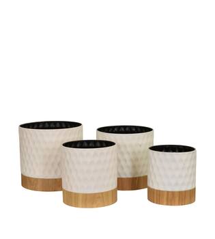 Planter round metal 38x38x36cm S/4