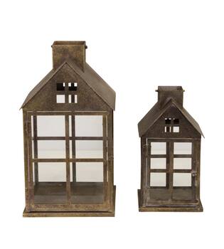 Lantern metal with glass 24x24x43cm S2 - Gold