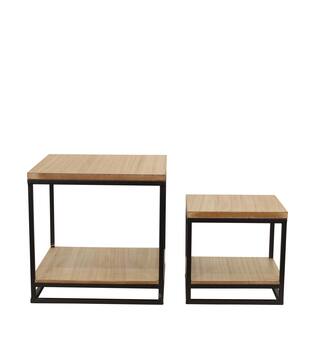 Table square metal  mdf 37x37x37cm S2 - Natural
