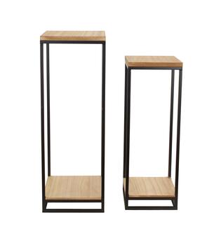 Side table square metal  mdf 27x27x77cm S2 - Natural