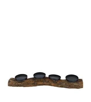 Pillar candle holder pine wood 48x9x7cm - Natural