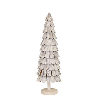 Tree pine wood on feet 28x28x94cm - White