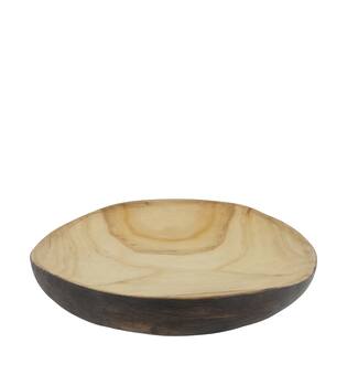 Bowl round paulownia wood 32x32x7cm - Brown