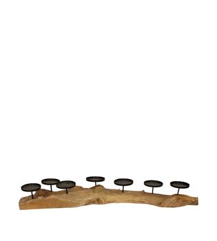 Pillar candle holder erosion wood 110x22x18cm - Natural