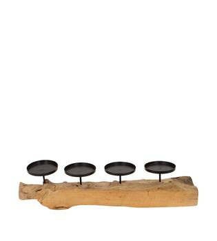Pillar candle holder erosion wood 70x15x15cm - Natural