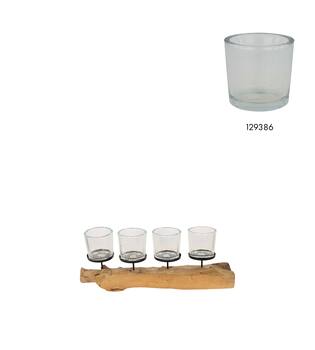 Pillar candle holder erosion wood 70x15x15cm - Natural