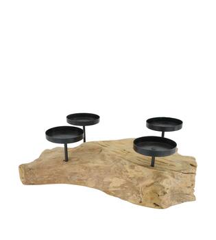 Pillar candle holder erosion wood 38x25x15cm