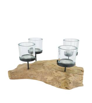 Pillar candle holder erosion wood 38x25x15cm