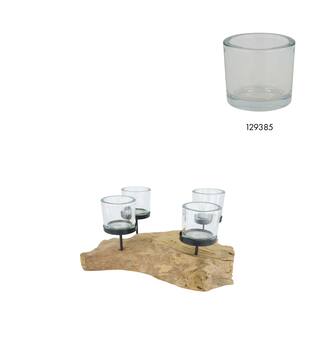 Pillar candle holder erosion wood 38x25x15cm - Natural
