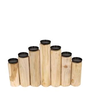 Pillar candle holder erosion wood 58x9x38cm - Natural