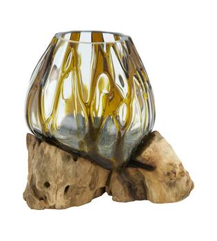 Root gamal wood with glass 20x20x20cm