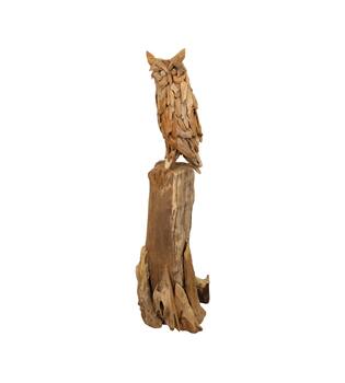 Owl erosion wood on stand 38x38x118cm - Natural