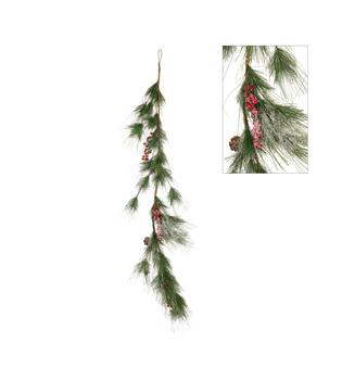 Garland pine needle with berry and pinecone artificial 150x15x10cm - Green
