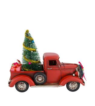 Figurine car tree metal 27x12x20cm - Red