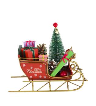 Figurine sleigh metal 20.5x9x17.5cm - Red