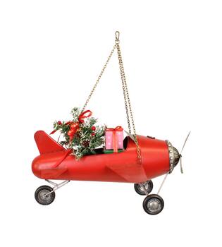 Figurine airplane metal 45x49.5x38cm - Red