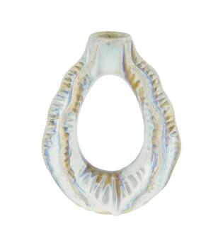 Dinnercandle holder ceramic 11.5x6x14cm - White