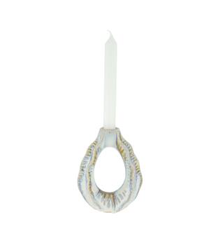 Dinnercandle holder ceramic 11.5x6x14cm - White