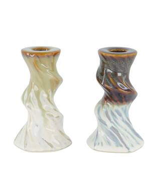 Dinnercandle holder ceramic 8x8x13cm C/2