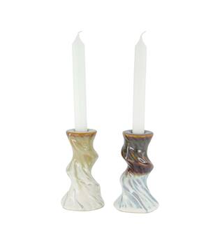 Dinnercandle holder ceramic 8x8x13cm C/2