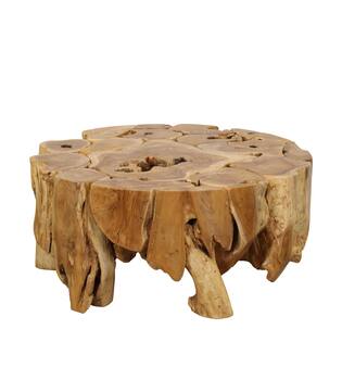 Table teak wood d100h45cm Natural