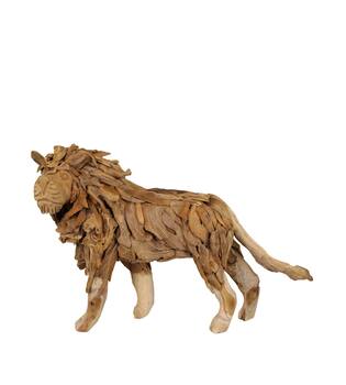 Statue Stehender Löwe Erosionsholz 110x35x68cm Natur