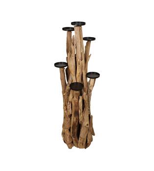 Pillar candle holder teak wood d38h120cm Natural