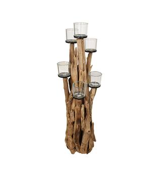 Pillar candle holder teak wood d38h120cm Natural