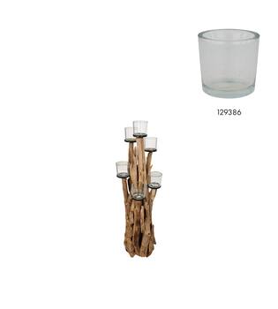Pillar candle holder teak wood d38h120cm Natural