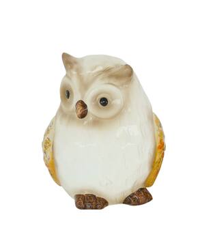 Figur Eule terrakotta 13x13x16cm beige