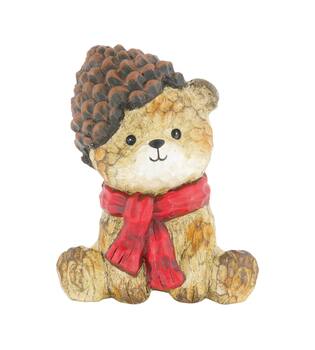 Beeldje beer terracotta 12x9x15cm bruin rood