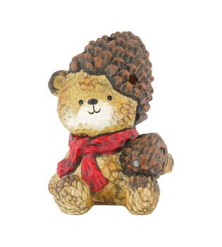 Theelichthouder beer terracotta 15x14x20cm bruin rood