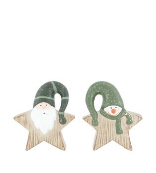 Figurine santa and snowman terracotta 13x5x14cm Green Grey 2 variants